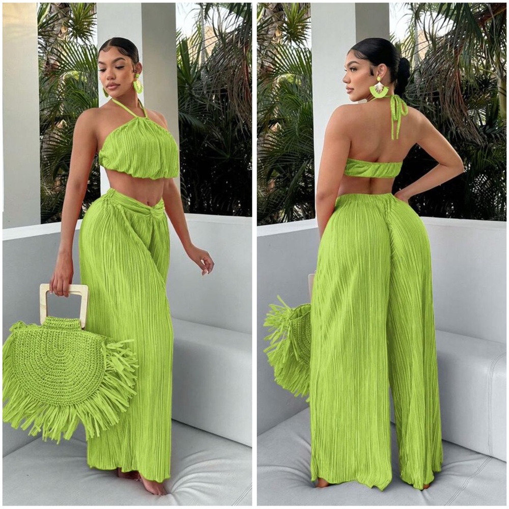 Vibrant Green Women's Pants Set